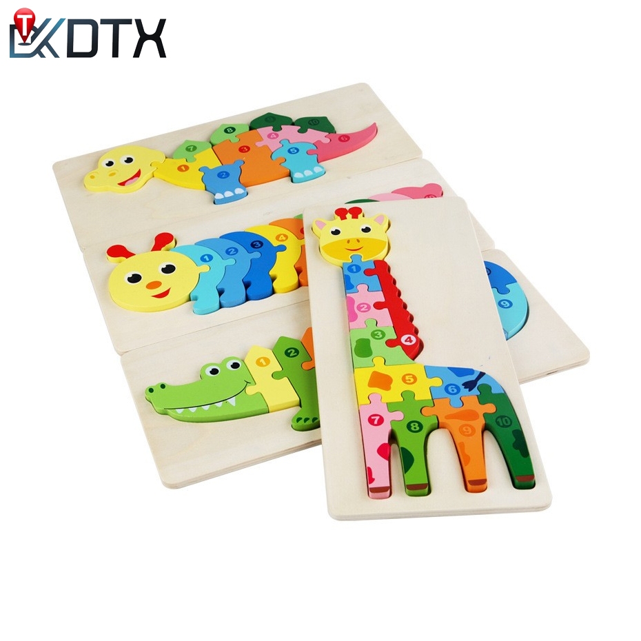 DTX จิ๊กซอว์ไม้ 3มิติ ขนาด12.8*30ซม. ตัวต่อไม้ ของเล่นพัฒนาการเด็ก ของเล่นไม้