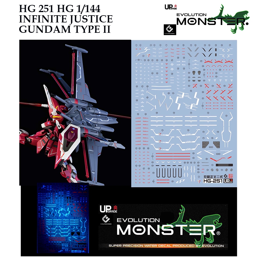 ดีคอลน้ำ [MONSTER] HG 251 HG 1/144 INFINITE JUSTICE TYPE II GUNDAM SEED WATER SLIDE DECAL FLUORESCEN