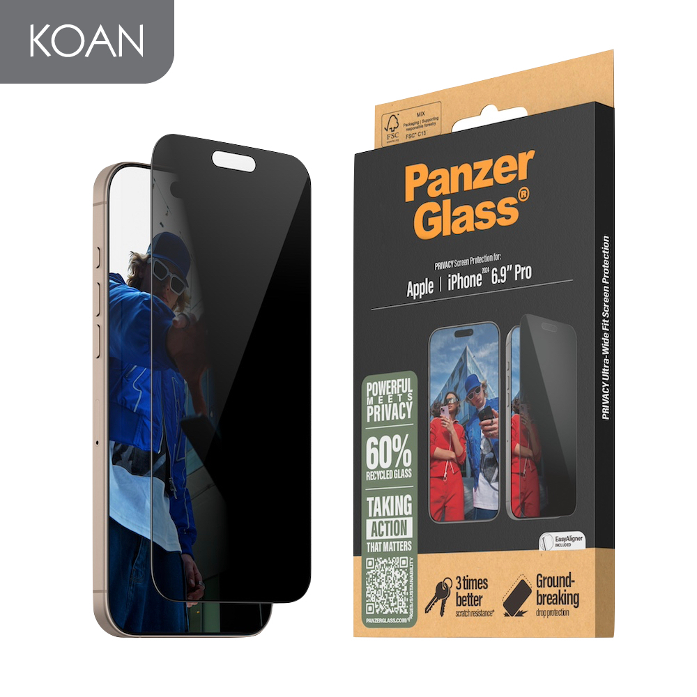 ฟิล์มกันรอย PANZERGLASS Ultra Wide Fit Privacy for iP 16 / 16 Plus / 16 Pro Max