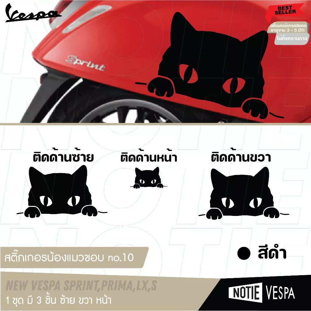 สติ๊กเกอร์น้องแมวเกาะขอบ Vespa ทุกรุ่น thumbnail 6