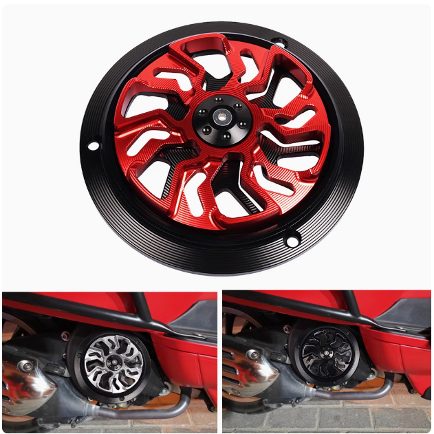 ฝาครอบพัดลมอลูมิเนียม CNC แบบหมุนได้สำหรับ Vespa Sprint Primavera LX125 S125 / GTS Vespa Fan Cover