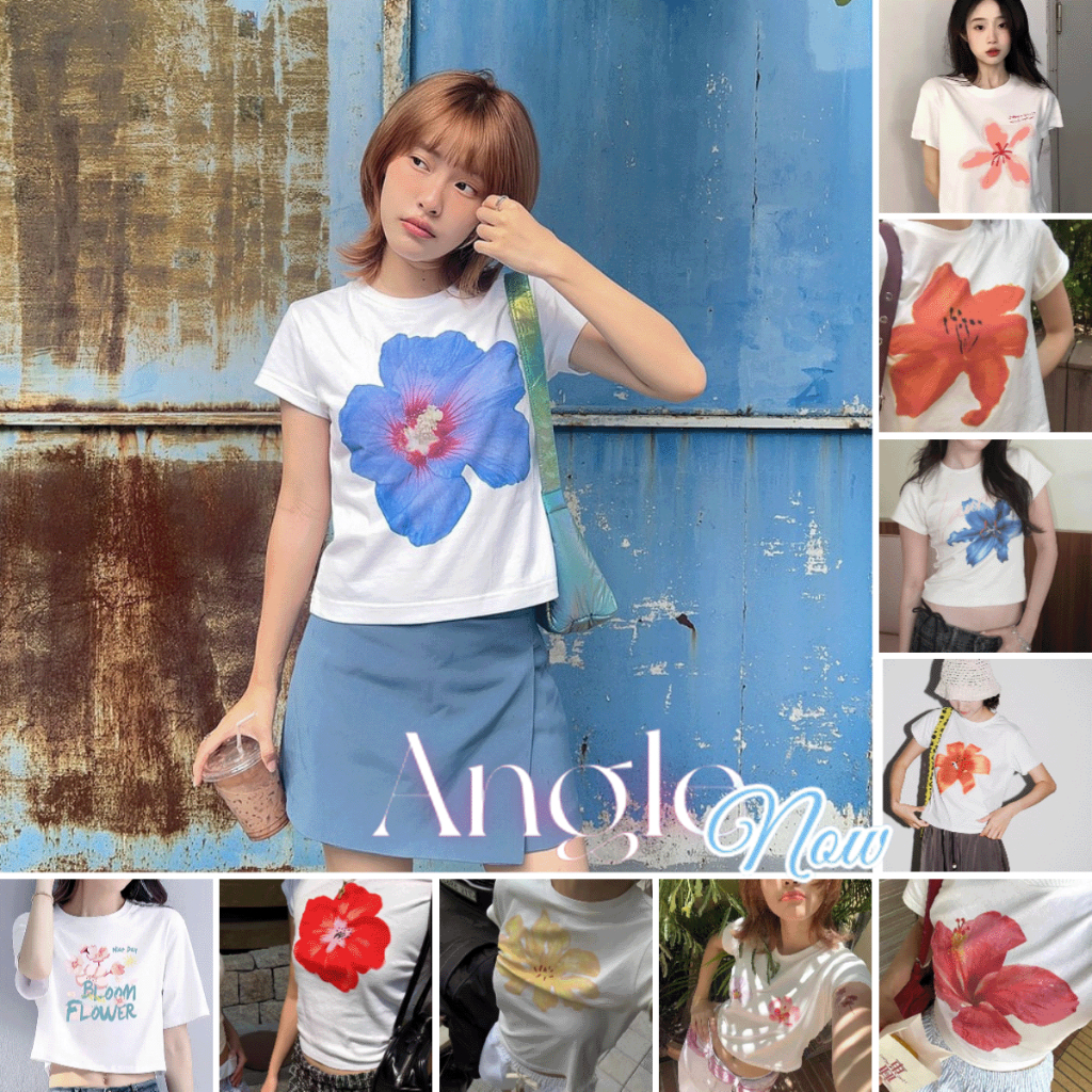 (จัดส่งตลอด 24 ชั่วโมง）Anglenot a lot hibiscus tee 🌺เสื้อยืด ผ้าฝ้ายแท้ เสื้อเชิ้ต