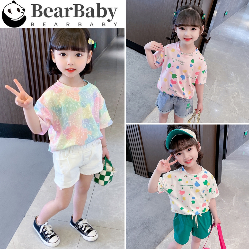 เสื้อยืดเด็ก เสื้อเด็กหญิง ลายน่ารักหวาน ผ้าฝ้าย แขนสั้นสำหรับเด็กหญิง
