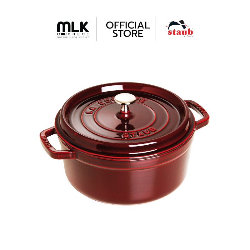 STAUB หม้อเคี่ยวอาหาร Cocotte round รักษาความร้อนนาน 24 ซม.-  สีแดง Grenadine N40509357