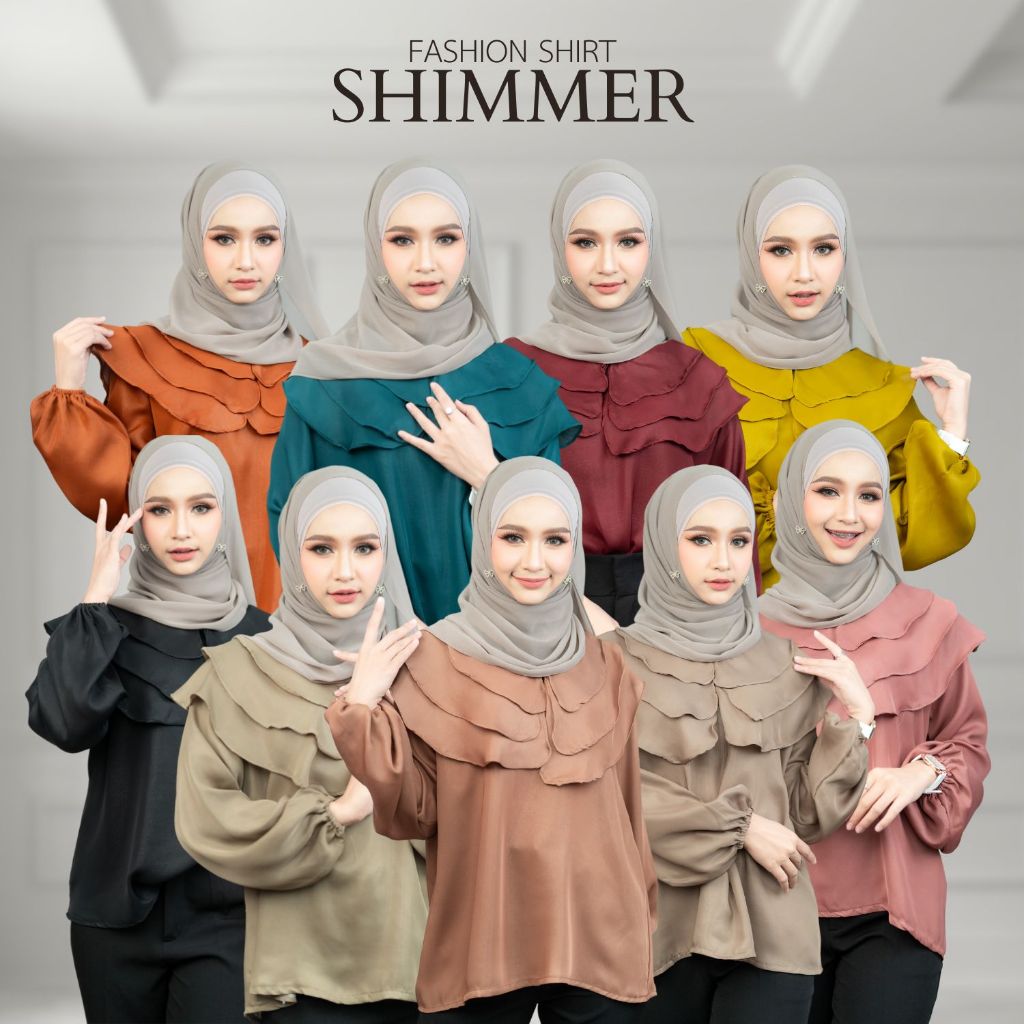 เสื้อแขนยาว ทรงคอกลม ดีเทลตกแต่งระบายคอสุดน่ารัก งานแขนกระดุม เนื้อผ้าชิมเมอร์ DG09วาริสมุสลิม