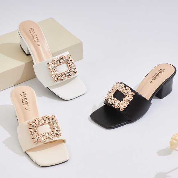 36-47‼️สวยหรูยอดขายถล่ม‼️ รองเท้าอะไหล่เพชรทอง ส้น2นิ้ว แบรนด์LisaShoes(L85) ดูลุคไฮโซมากค่า