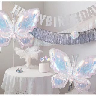 ลูกโป่งฟอยล์ดาว หัวใจ สีใส เหลือบรุ้งและสีขาว สีโฮโลแกรม ขนา…