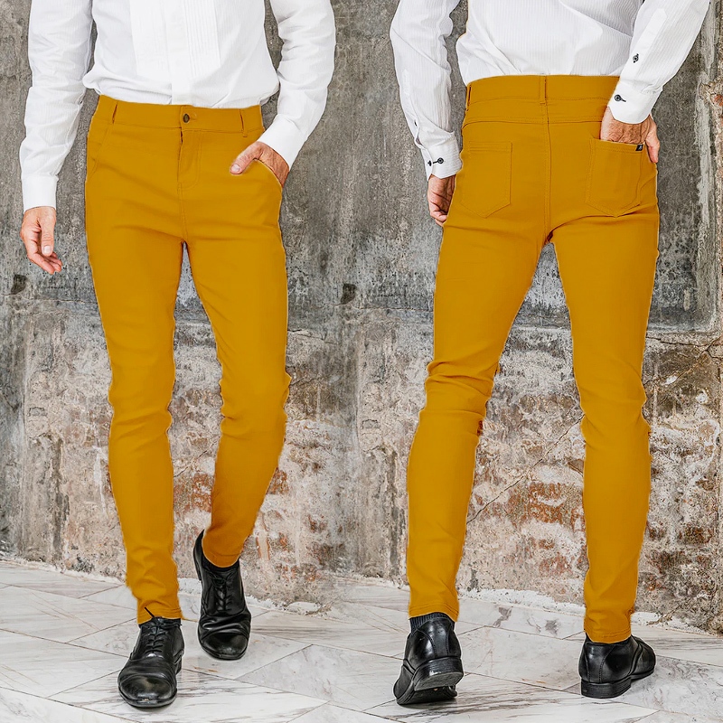 AB Skinny For Men สีเหลืองมัสตาร์ด กางเกงสกินนี่ยีนส์ 16 สี ของแท้ จากเพจดัง 80,000 Like กางเกง AB สกินนี่ยีนส์ ผู้ชาย
