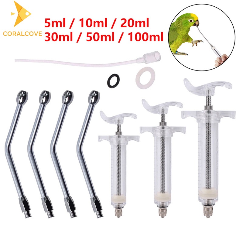coralcoveshop ที่ให้อาหารนก ลูกนก หลอดป้อนอาหาร สแตนเลส อุปกรณ์ป้อนอาหาร นก ลูกแมว ลูกหมู 5-100ml