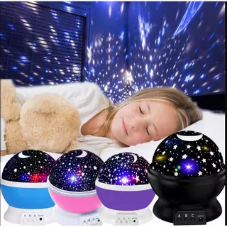 ไฟตกแต่งห้องโคมไฟข้างเตียงหมุนไฟ LED ไฟกลางคืนดาวท้องฟ้าฉายแสง Bedside lamp LED Starry Sky Projection Light