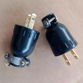 ปลั๊กยาง ตัวผู้ มีแค๊ม 2 ขาแบน รุ่น 15A 250V ปลั๊กยาง 2ขา ทองเหลือง ปลั๊กยางตัวผู้ ขาแบน