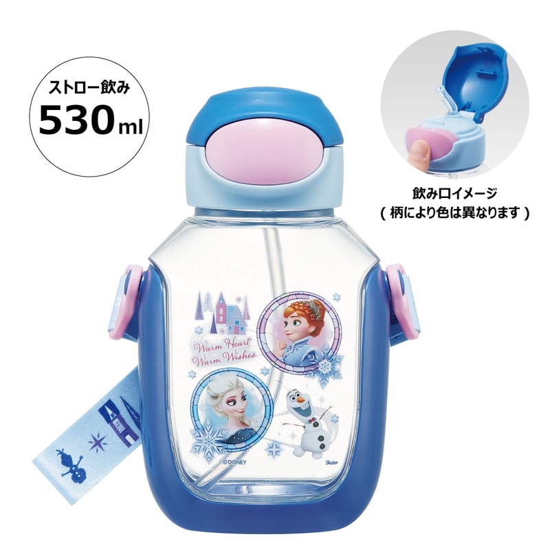Skater (PDSH6DX-A) กระติกน้ำหลอดเด้ง ลาย ดิสนีย์ เอลซ่า โฟร์เซ่น Disney Flozen Elsa ของแท้จากญี่ปุ่น