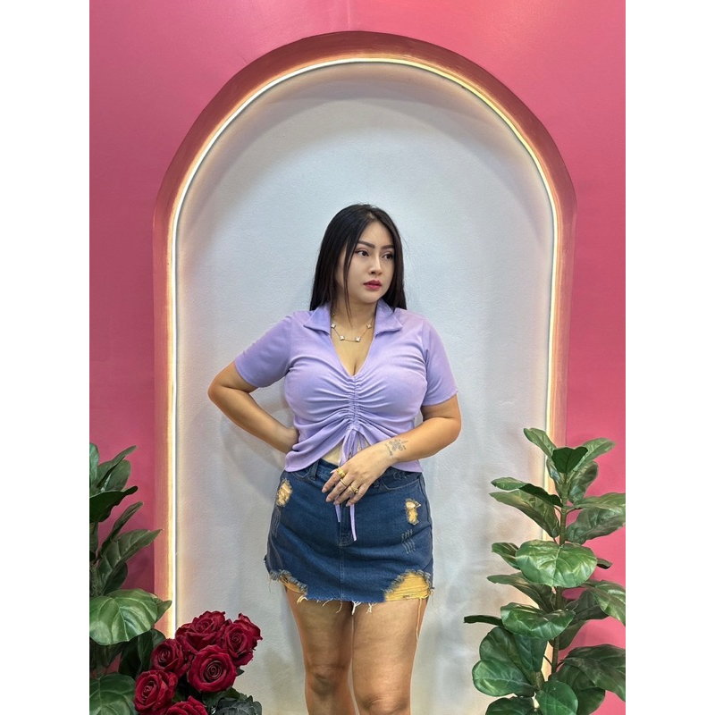 เสื้อผ้าสาวอวบ**ต๋องแฟชั่น**อก36-44  ยาว20 ใหม่ผ้านิ่ม  เสื้อครอปรูดสวยมาก  **ครอปกรูดหน้าแขนสั้น**