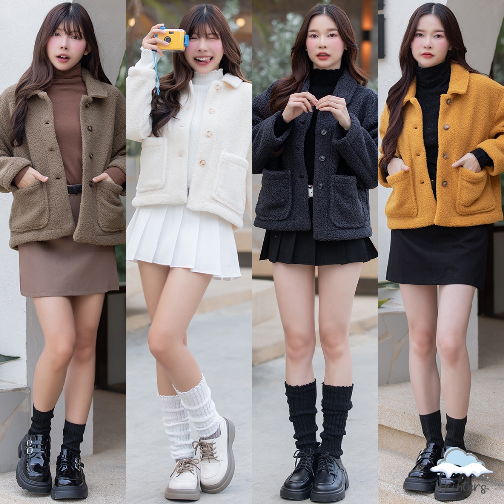 [ LB-052 I Daifuku Coat I Yaya Sweater I Pixx Skirt ] โค้ทสั้น I เสื้อคอปีนบุขน เสื้อคอเต่า I กระโปรงพลีท กระโปรงสั้น