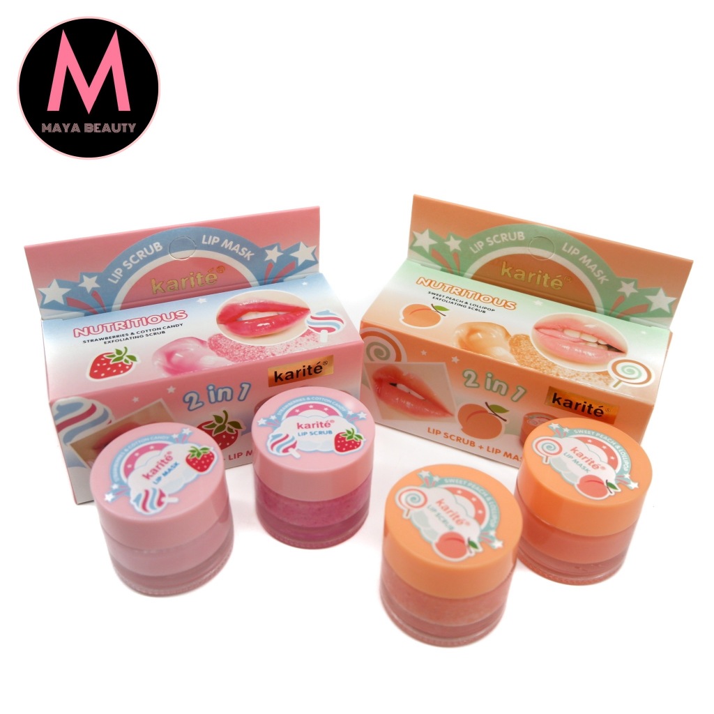 Karite 2IN1 Exfoliating Scrub Lip Mask ลิปสครับและลิปมาส์ก เนื้อละเอียด เนียนนุ่ม ริมฝีปากอมชมพู