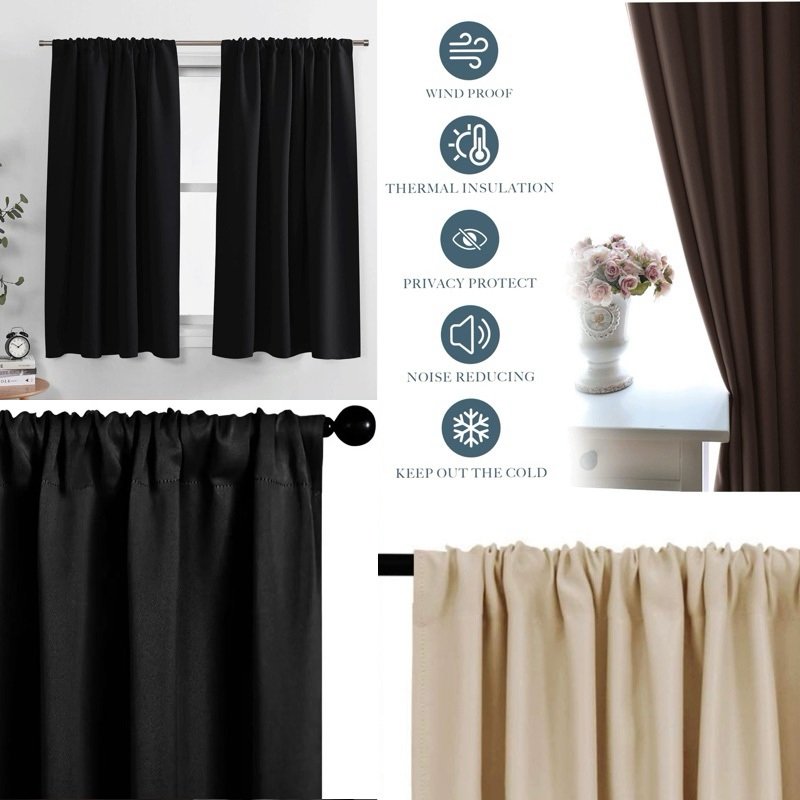 ผ้าม่านทึบแสง กันร้อนUV99% (แบบสอด) เย็บช่องผ้าใช้กับลวด ใช้กับชุดราวทั่วไป เนื้อผ้าสวย มองไม่ทะลุ ม่านหน้าต่าง