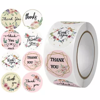สติ๊กเกอร์ ขอบคุณ ขนาด2.5ซม.500ดวง กระดาษ ติดกล่อง ติดแก้วน้ำ Sticker Thankyou