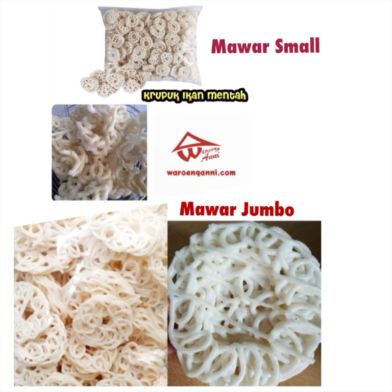 Indonesia Raw Mawar Crackers SEBLAK / Kerupuk Mawar SEBLAK  Mentah Small & Jumbo Size 250 gram