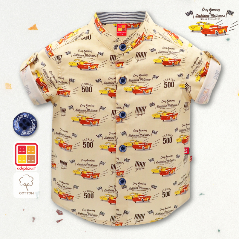 เสื้อเชิ้ตแขนสั้นคอจีนเด็ก เสื้อเชิ้ตเด็กผู้ชาย ผ้าฝ้าย100% ของแท้จาก KidsplanetOfficial (3398S) - รูปที่ 2