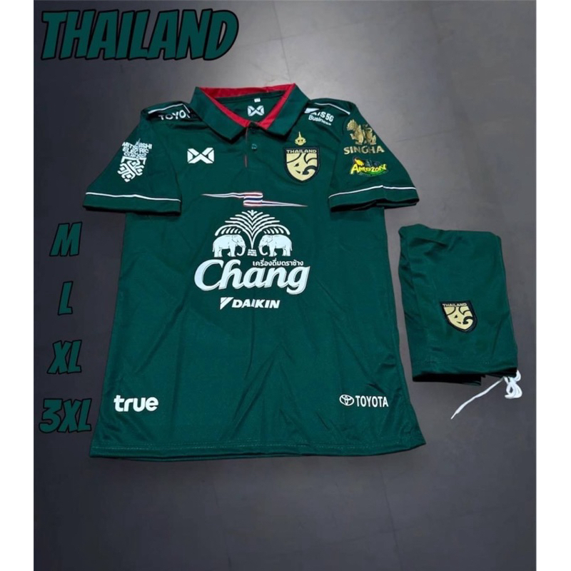 ชุดกีฬาทีมชาติไทยคอปก ผู้ชาย เสื้อ+กางเกง ครบชุด ใส่ได้ทั้งชาย หญิง