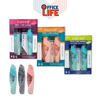 Faster (ฟาสเตอร์) เทปลบคำผิด โปรไลน์พลัส เปลี่ยนไส้ได้ รุ่น Proline+ / Proline ยาว 6 เมตร ( 12 ชิ้น / กล่อง คละสี )