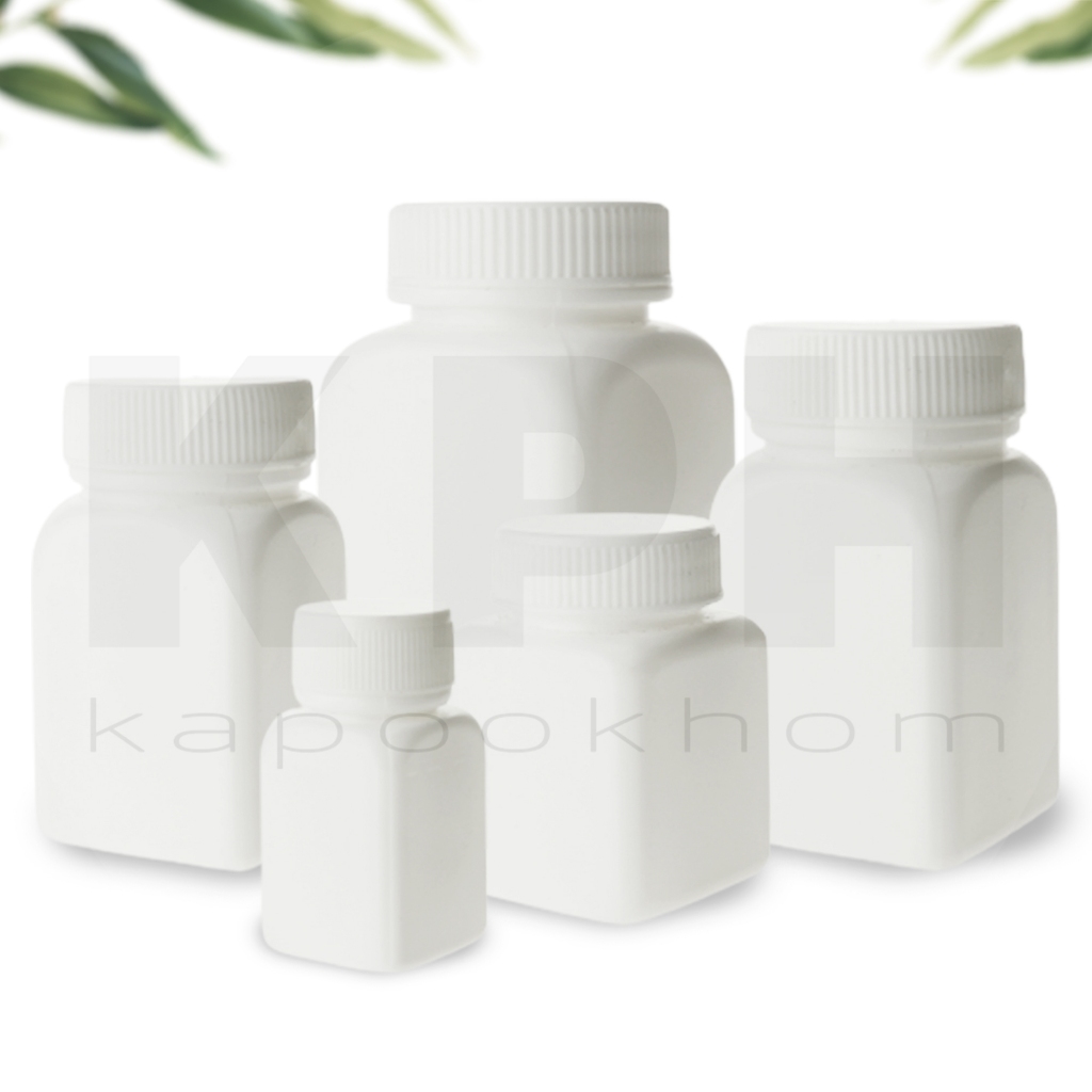 ขวด(เปล่า)ไทลินอลเหลี่ยม 20,30,50,100,150 ml. (สั่งขั้นต่ำ 100 ชิ้น)