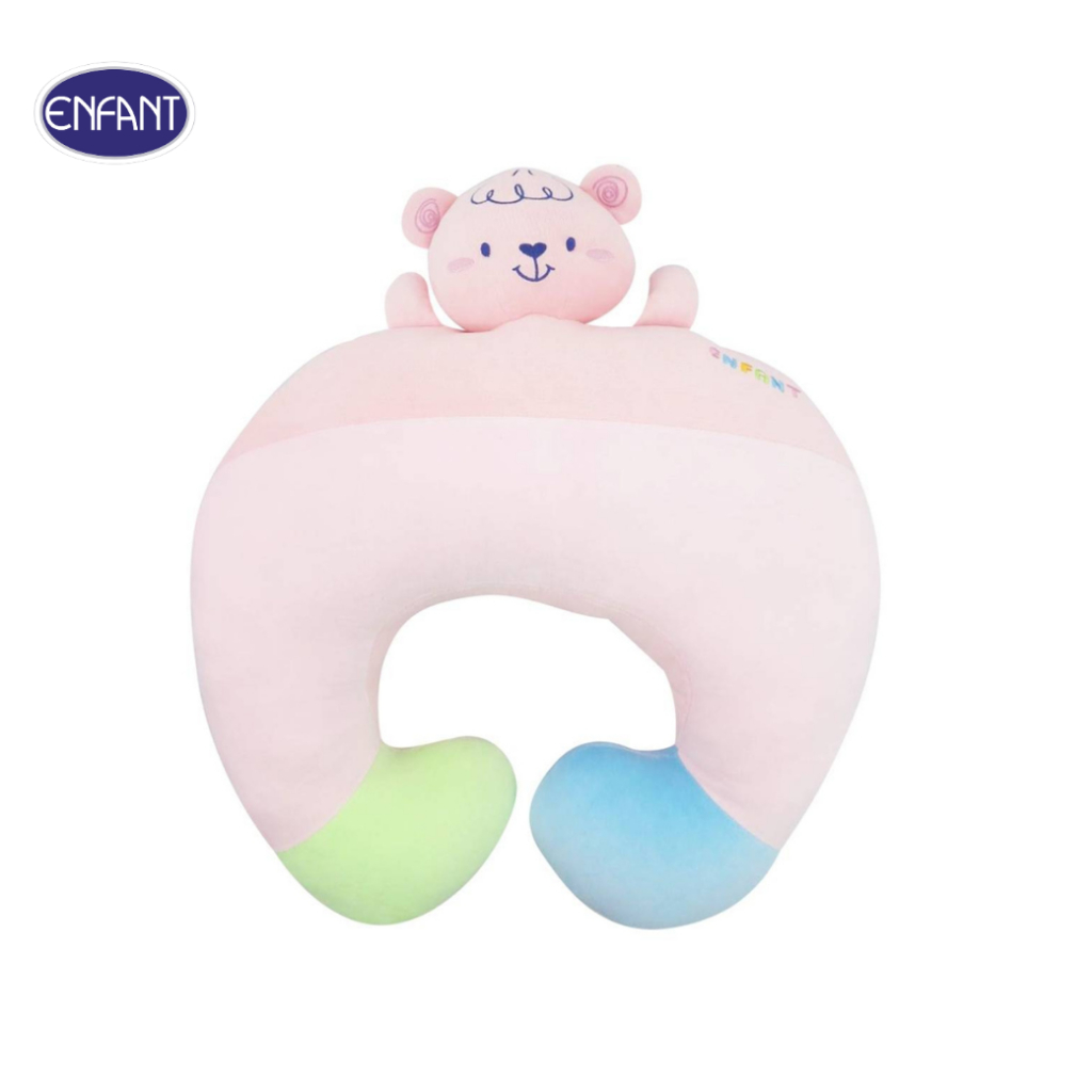 ENFANT (อองฟองต์) หมอนรองให้นม คอลเล็กชั่น น้องหมี ผ้าเวลลัว สีชมพู