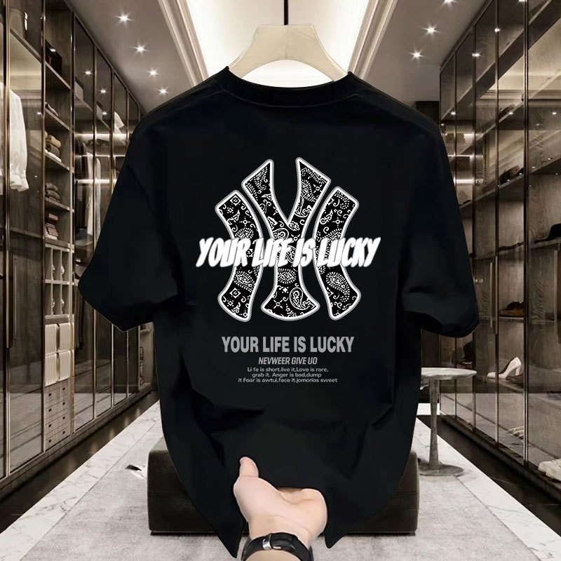 Y-T【จัดส่งจากประเทศไทย】 เสื้อยืดชาย ไม่หดตัว ผ้าฝ้าย 100% เสื้อยืดแขนสั้น สวมใส่สบาย สไตล์ถนน