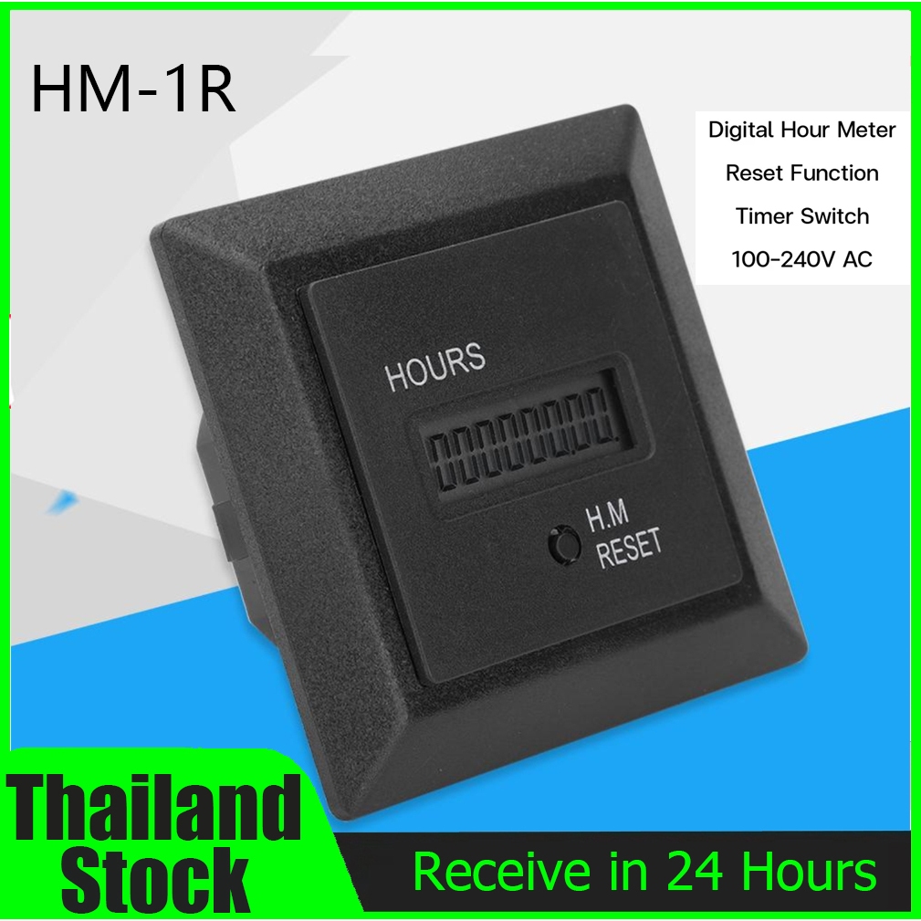 【Local Stock】เครื่องจับเวลาดิจิตอลความแม่นยําสูง 50/60HZ Hm-1R Ac 100-240V Timing digital display accumulator Hour Meter