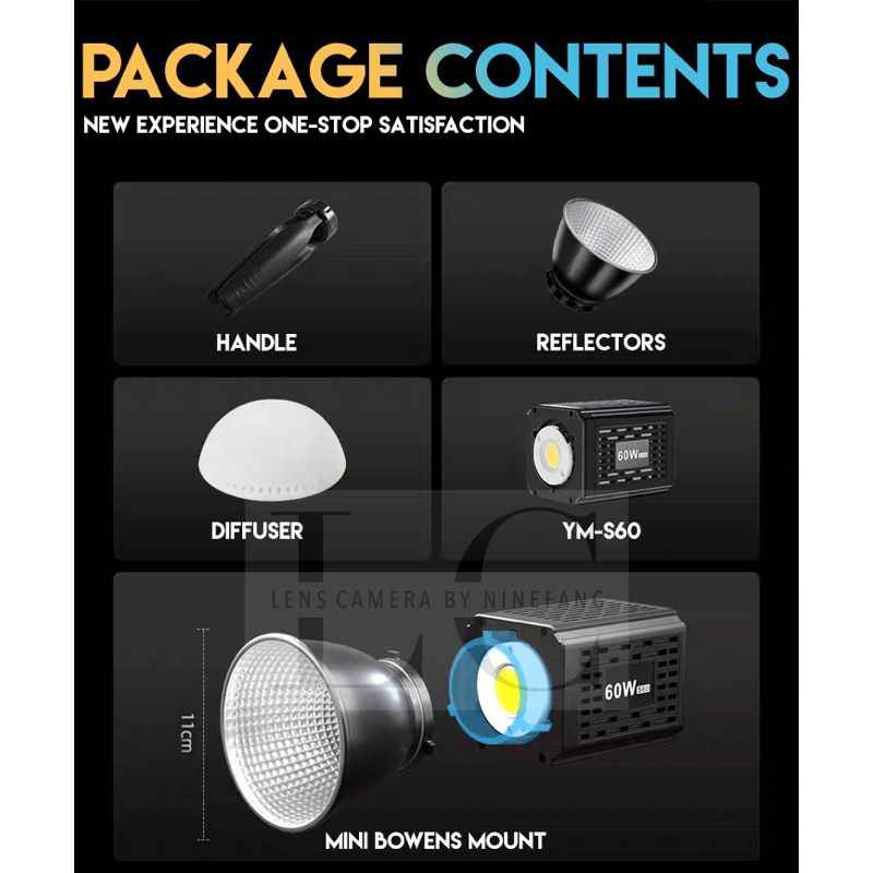 ไฟสตูดิโอ ไร้สาย YM-S60 LED 60W Handheld Photography Fill Light 60วัตต์ ไลฟ์สด บิวอินแบต เปิดได้4ชม.