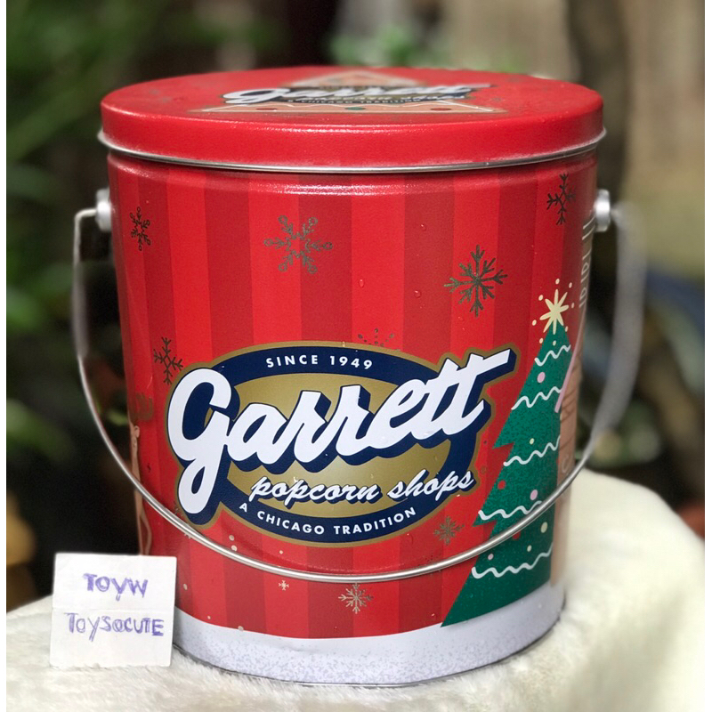 Limited Edition: Garrett Christmas, Empty Popcorn Tin มีรอยบ้าง ไม่สนิม ถังป็อบคอร์นกาเร็ต ลายคริสต์