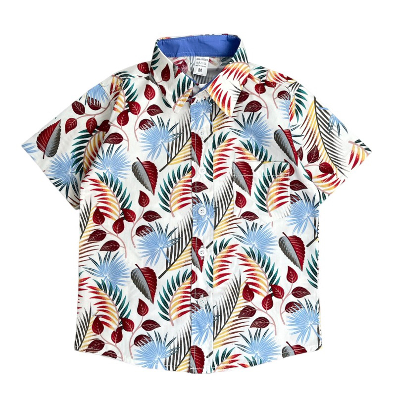 เสื้อเชิ้ตเด็กคอปก-ลายใบแฟนซี