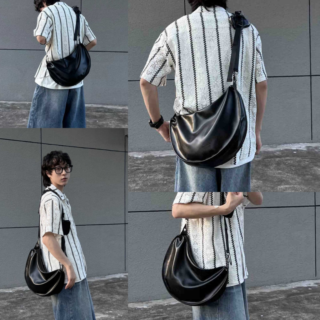 ✨Z.YOOO✨ กระเป๋าสะพายข้างผู้ชาย กระเป๋าหนังสะพายไหล่ ใช้ได้ทั้งชายและหญิง สไตล์เรียบง่ายทันสมัย - รูปที่ 3