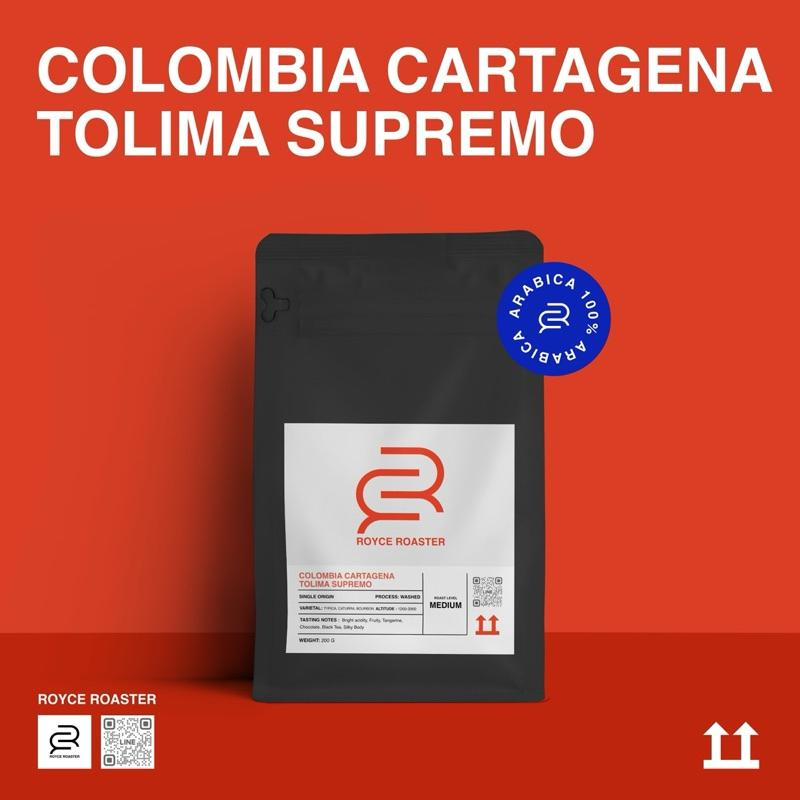 เมล็ดกาแฟ อาราบิก้า Colombia Cartagena Tolima Supremo Royce Roaster