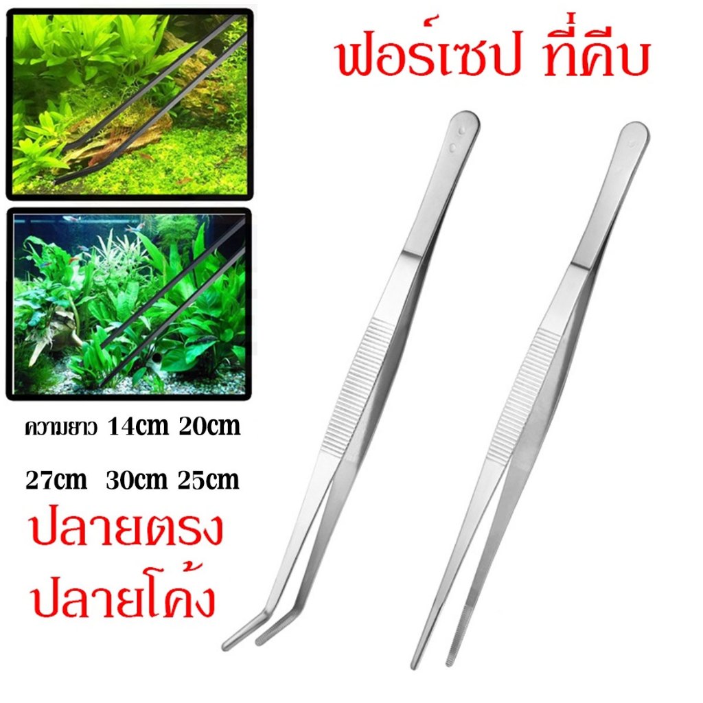 ฟอร์เซป forceps ฟอร์เซปยาว สแตนเลส 2ชิ้น ฟอเซปใหญ่ ปลายตรง ปลายงอ คีมหนีบอเนกประสงค์ คีมหนีบด้าย คีบต้นกล้า 25cm 30cm