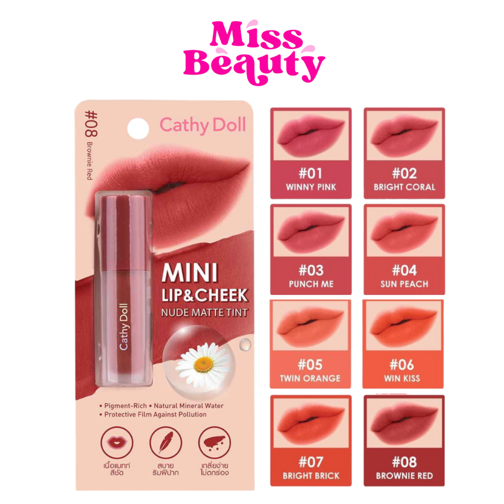 ลิป เคที่ดอลล์ มินิลิป แอนด์ ชีค นู้ด แมทท์ ทินท์ Cathy Doll Mini Lip & Cheek Nude Matte Tint 2.1 g.