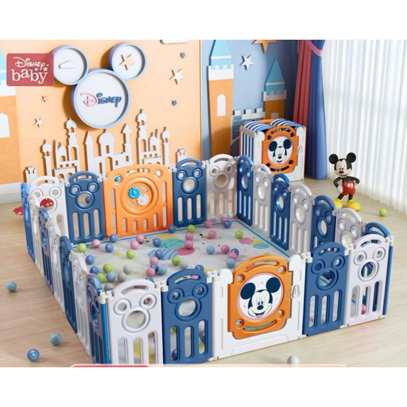 🟠คอกกั้นเด็กเกาหลี ลายมิกกี้ disney💫 ลายลิvสิnธิ์ คอกพับได้ คอกเด็กพรีเมี่ยม พร้อมส่ง!!