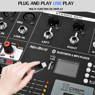 NEW BAXS เพาเวอร์มิกเซอร์ 8 ช่อง MIXER 1800W มี Echo ปรับ EQ 7 แบนด์ 16 DSP Bluetooth USB MP3 อัดเสียงได้ รุ่น GJS-8S
