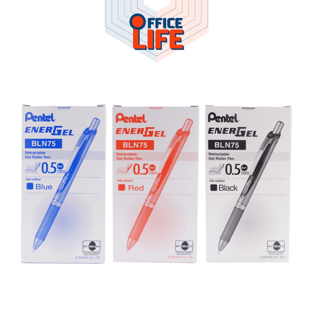 Pentel (เพนเทล) ปากกาหมึกเจล ปากกา รุ่น BLN75 Energel ขนาดหัว 0.5 มม. ( 12 ด้าม / กล่อง )