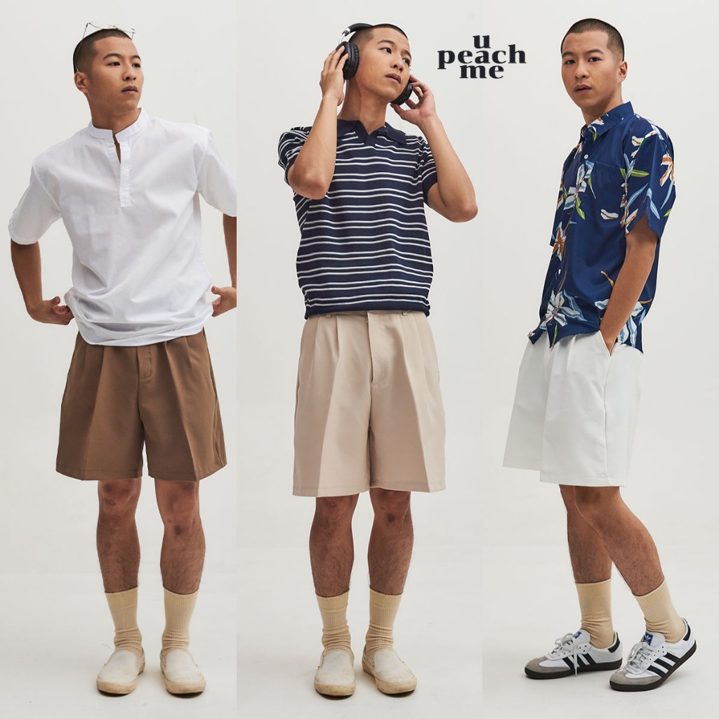 urboyclub(C7-7.5) PEANUT SHORTS (S-3XL) กางเกงขาสั้นผู้ชาย ขาสั้นสามส่วนสีพื้นยาวเหนือเข่า กางเกงทรงนักเรียน