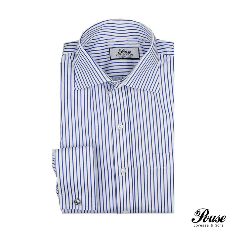 Stripe collar slim fit french cuff shirt ( Made to order 7-14 days)