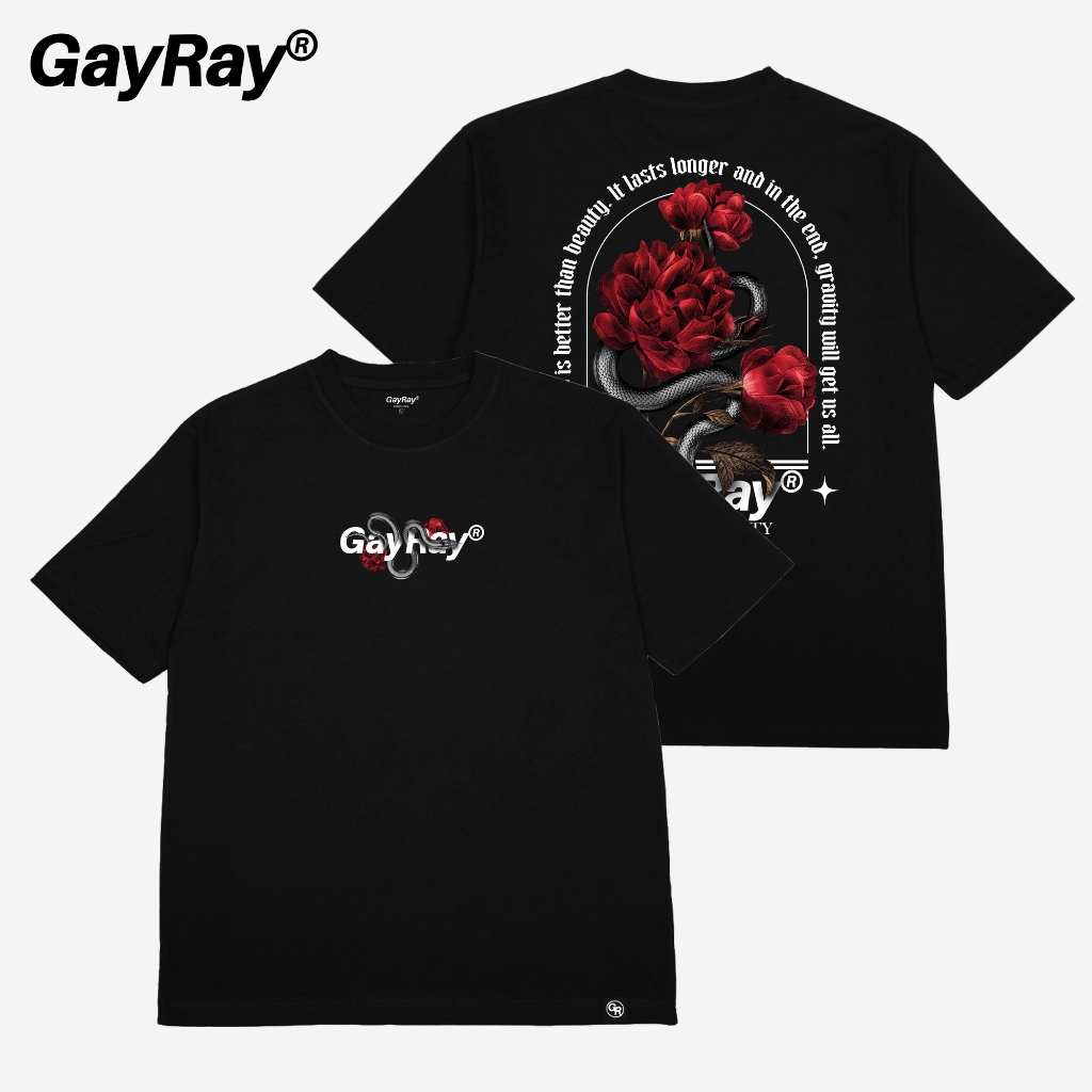 GayRay ⎰RoseSnake.⎱  เสื้อยืดโอเวอร์ไซส์ Cotton 100% นุ่่ม ใส่สบาย