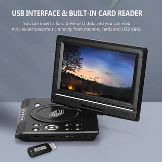 มัลติฟังก์ชั่น 9.8นิ้ว แบบพกพา DVD EVD VCD เครื่องเล่นวิดีโอเพลงอะนาล็อกทีวี AV FM USB SD Card Reader คุณสมบัติ