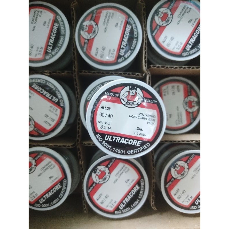 - ตะกั่วบัดกรี ตรา ULTRACORE - ขนาด 1.2 MM- น้ำหนัก/ความยาว  3.5 M (ประมาณ 23 กรัม)