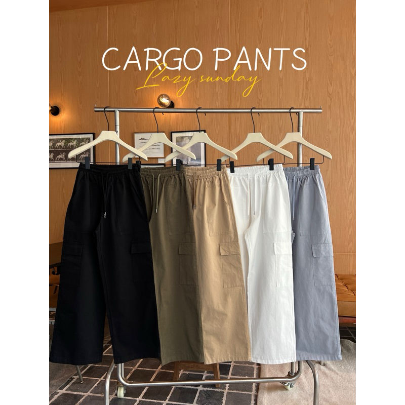 กางเกงขายาว cargo ผ้าดีมาก ทรงสวยขากระบอกใหญ่ พร้อมส่ง