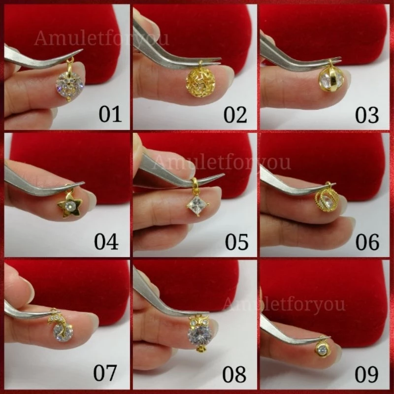 จี้ทอง 18k ฝังเพชรสวิสแท้ (ขนาดเล็ก) พร้อมห่วงกลม