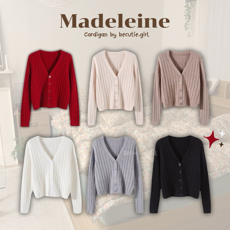 Madeleine Cardigan • พร้อมส่ง • เสื้อคลุมแขนยาว คาร์ดิแกนไหมพรม Becutiegirl