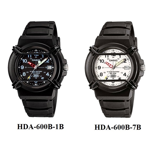 Casio นาฬิกาข้อมือผู้ชาย สีดำ สายเรซิ่น รุ่น HDA-600B,HDA-600B-1B,HDA-600B-7B