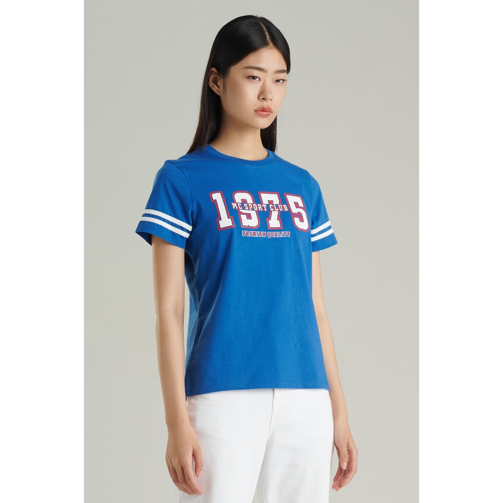 Mc jeans เสื้อยืดแขนสั้นผู้หญิง คอกลม สีน้ำเงิน MTTZ834