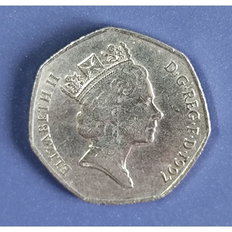 เหรียญ อังกฤษ uk 50 Pence ใช้แล้ว สภาพสวย
